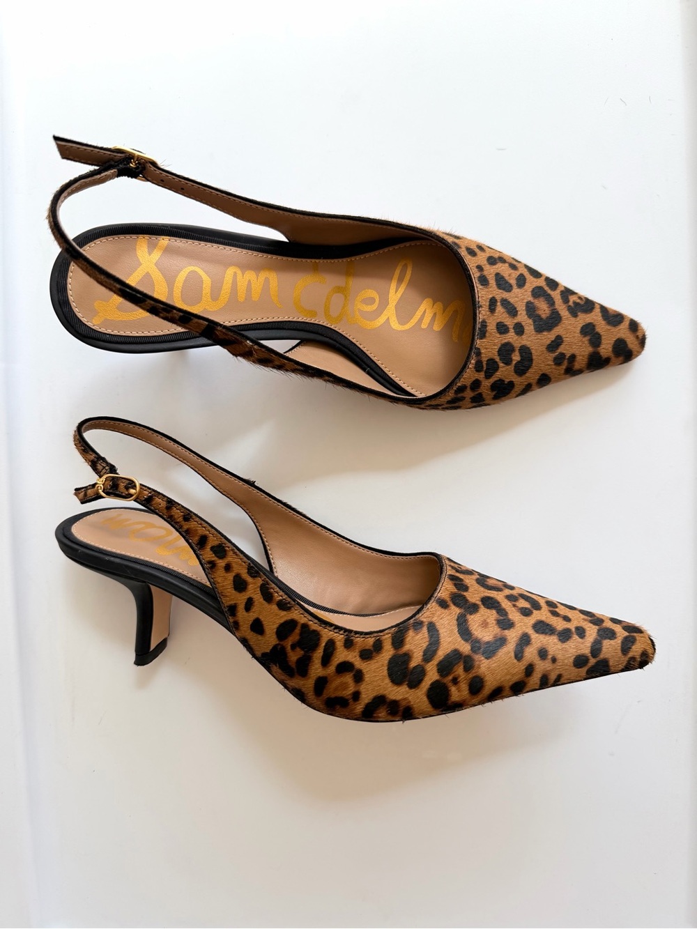Sam Edelman Bianca Sling Back Kitten Heel in Granada Tan Cheetah Leopard 8.5